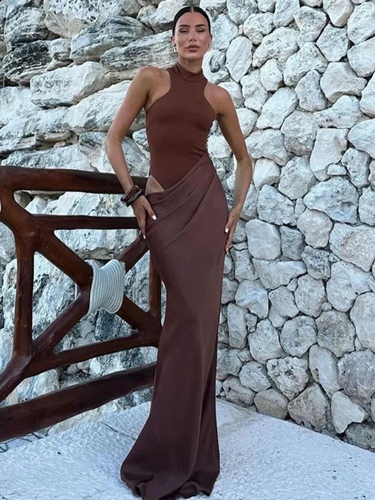Elegant Black Satin Maxi Dress