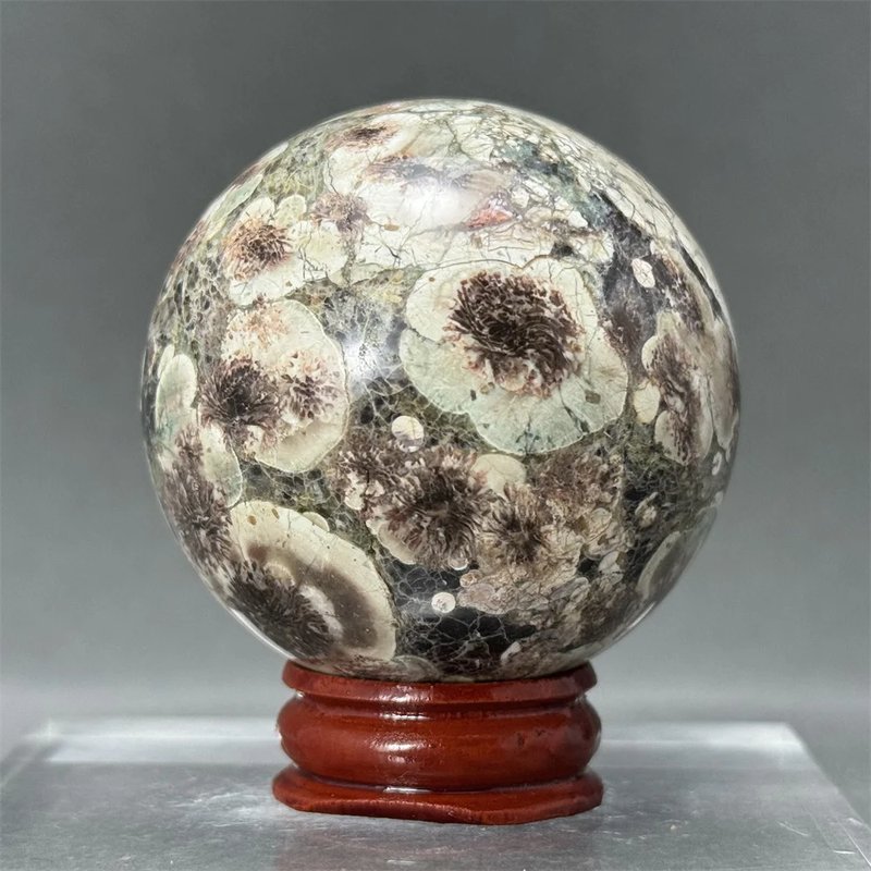 Green Cherry Blossom Agate Sphere