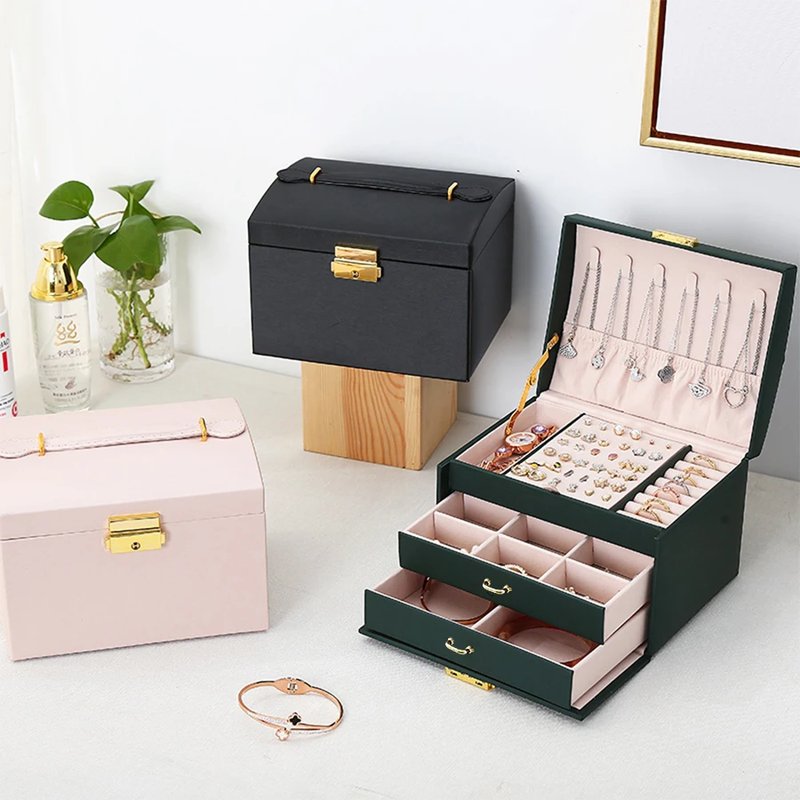 Elegant Three-Layer Jewelry Box
