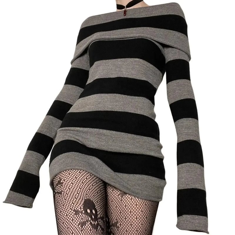 Chic Striped Off-Shoulder Mini Dress