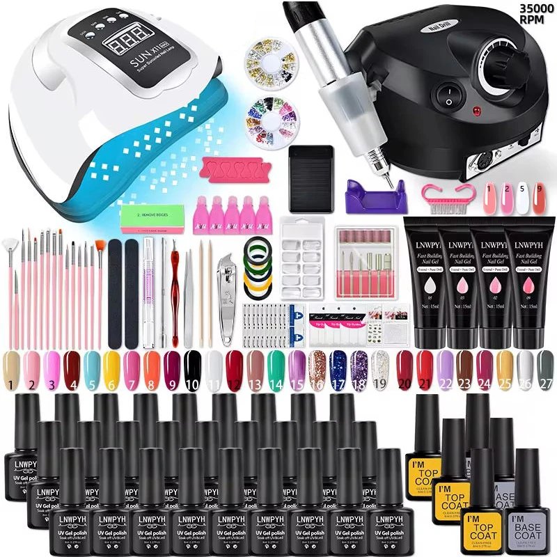 Acrylic Nail Polish Kit with Lamp