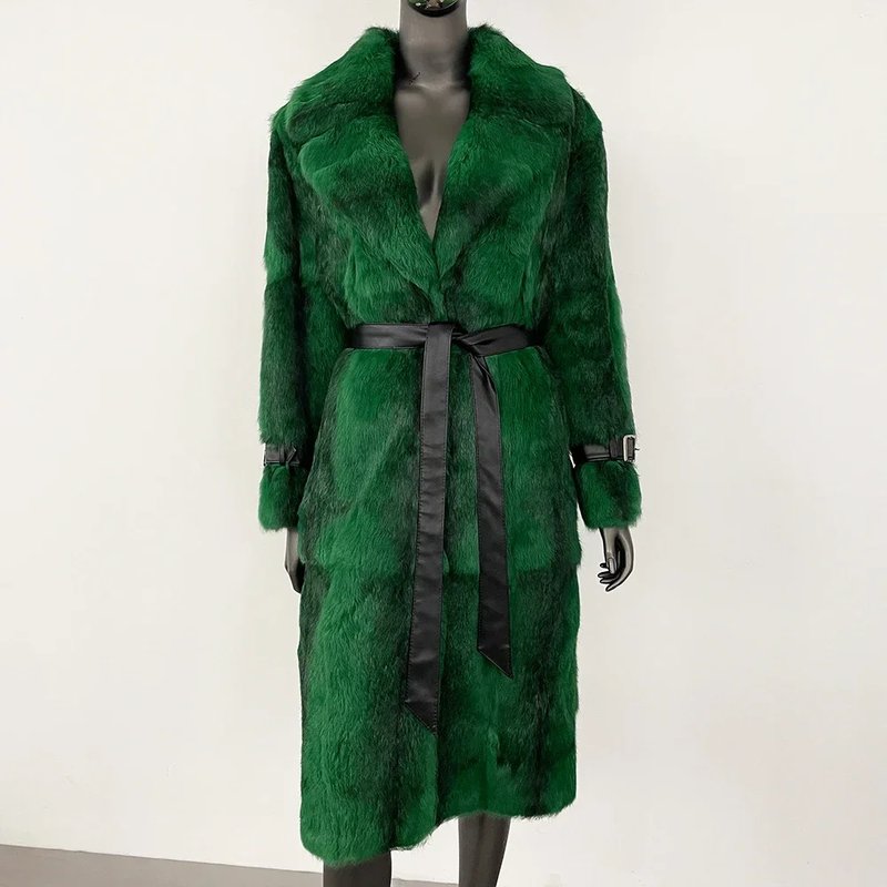 Chic Leopard Print Fur Coat