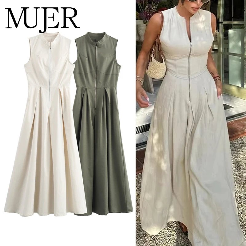 Elegant Sleeveless Midi Dress