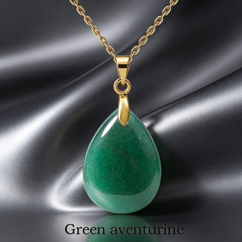 Natural Stone Teardrop Pendant Necklace