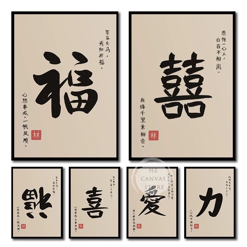 Inspirational Chinese Calligraphy Poster