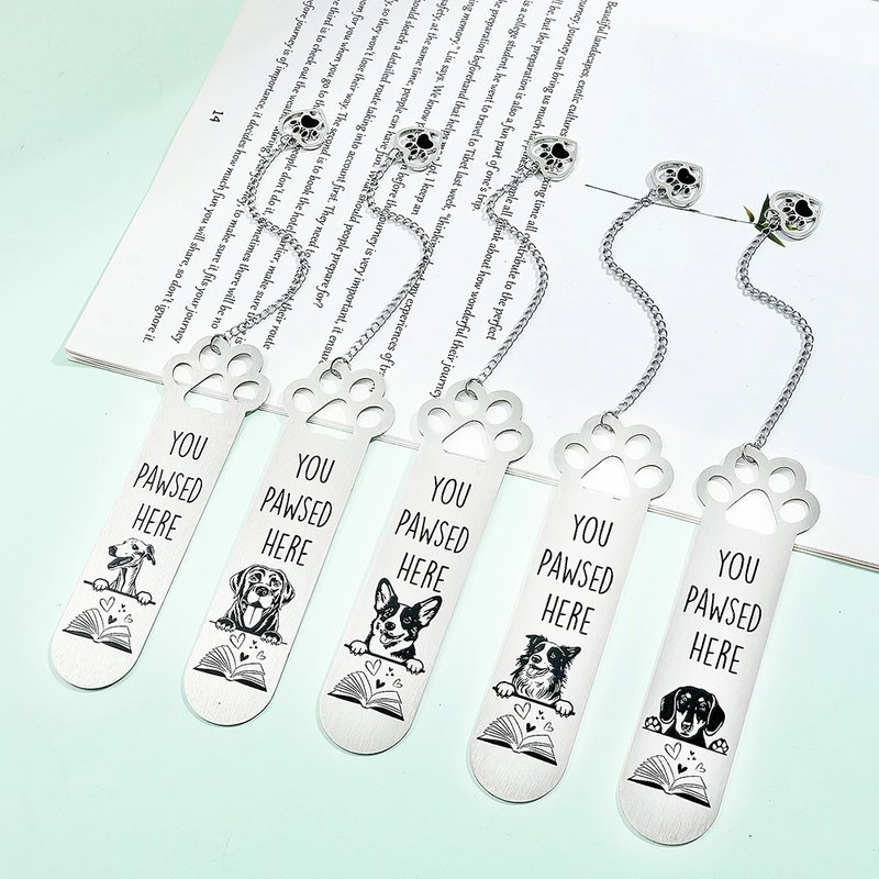 Cute Dog-Themed Stainless Steel Bookmarks