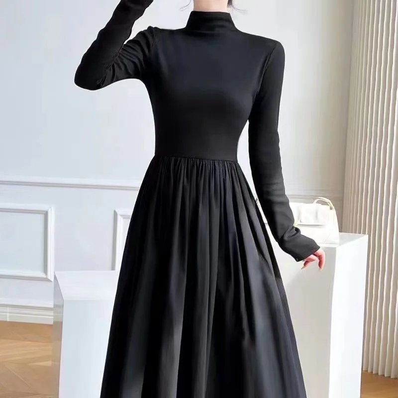 Elegant Black A-Line Midi Dress