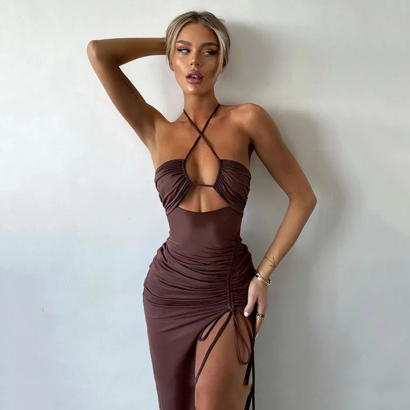 Elegant Backless Midi Dress