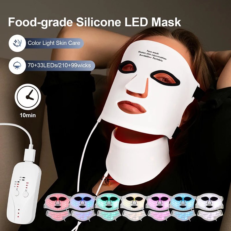 LED Facial Mask with Neck Support