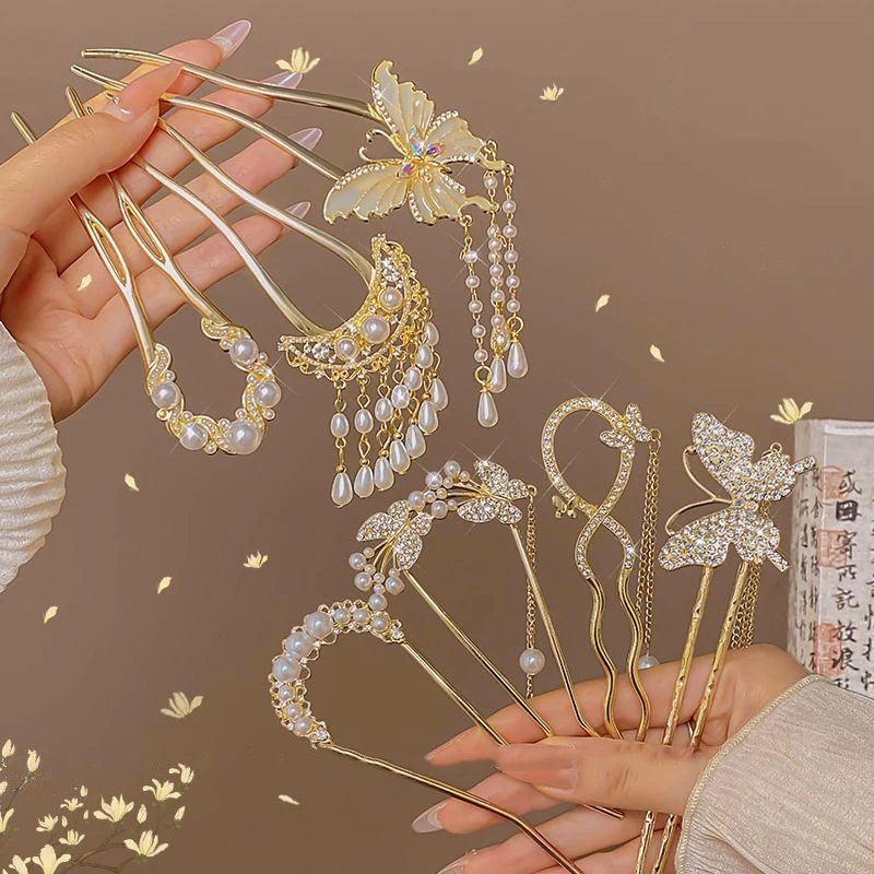 Elegant Pearl Tassel Hair Clip