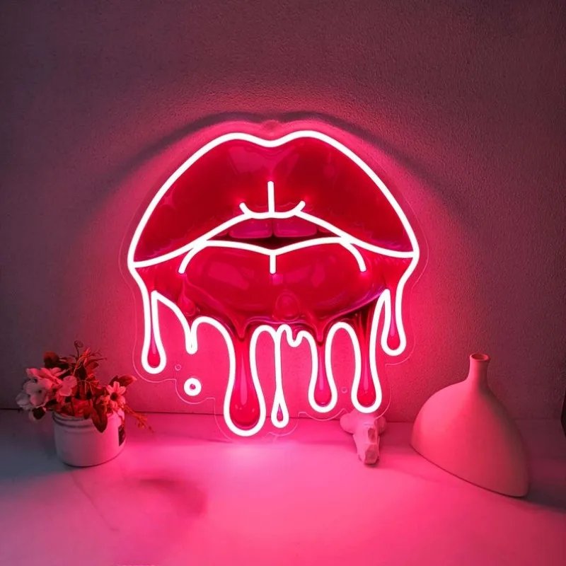 Neon Melting Lips LED Wall Sign