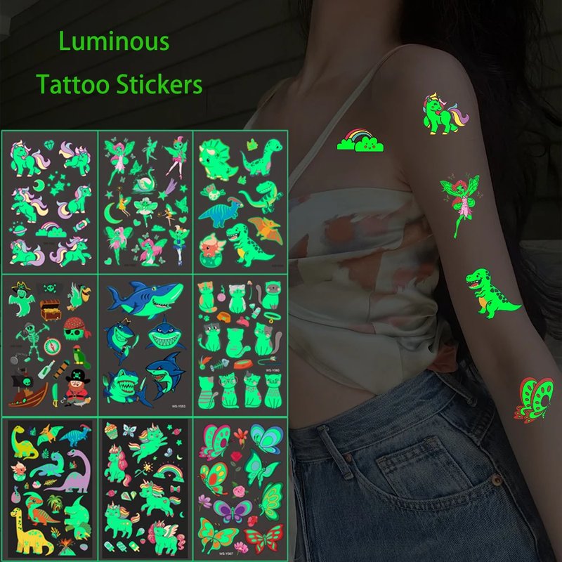 Colorful Luminous Dinosaur Tattoo Stickers