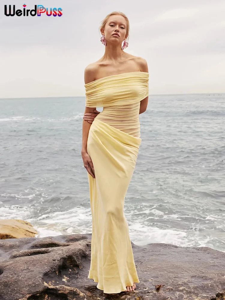 Elegant Ruched Mesh Dress