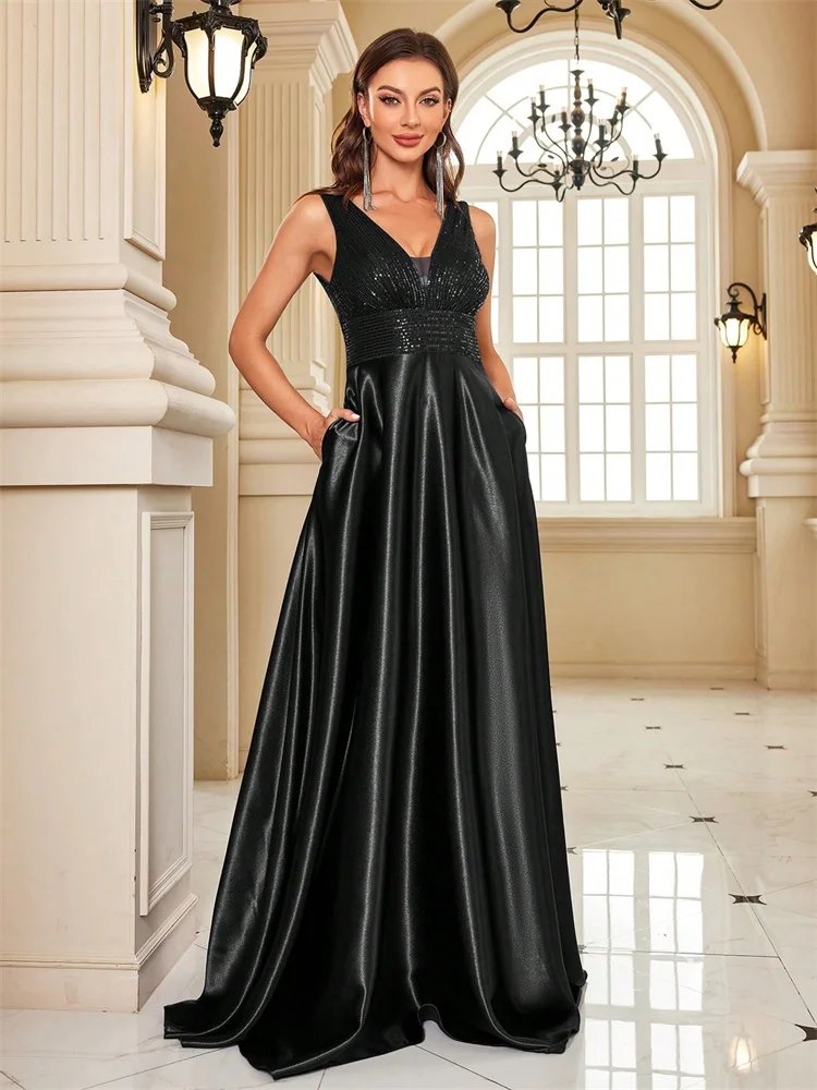 Elegant Deep V-Neck Evening Dress