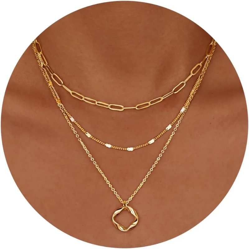 14k Gold Plated Layered Necklace Set