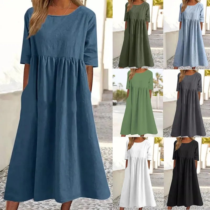 Casual Summer Cotton-Linen Dress