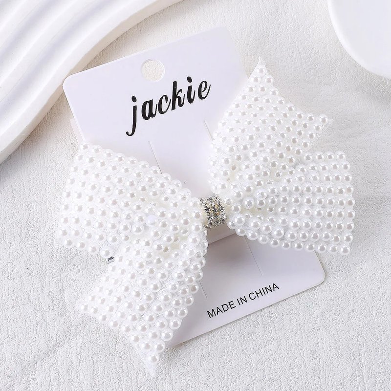 Charming Pearl Bow Hair Clips