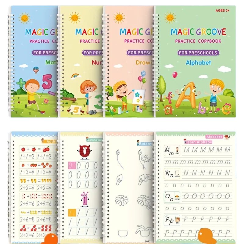 4-Pack Reusable Kids Calligraphy Books