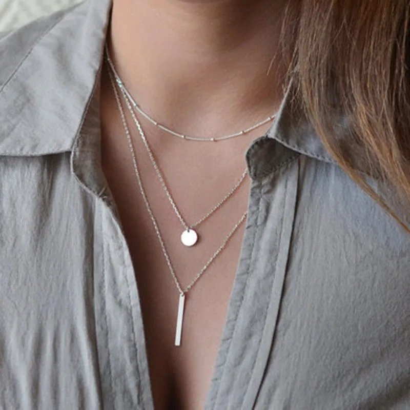S925 Silver Double Layer Clavicle Necklace