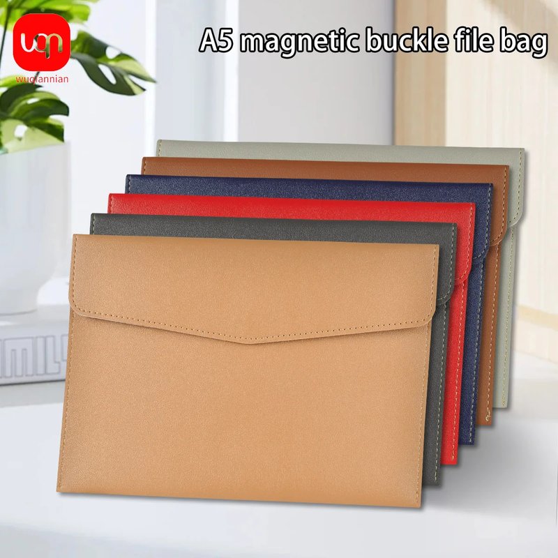 Stylish A5 Leather Folder with Snap Closure