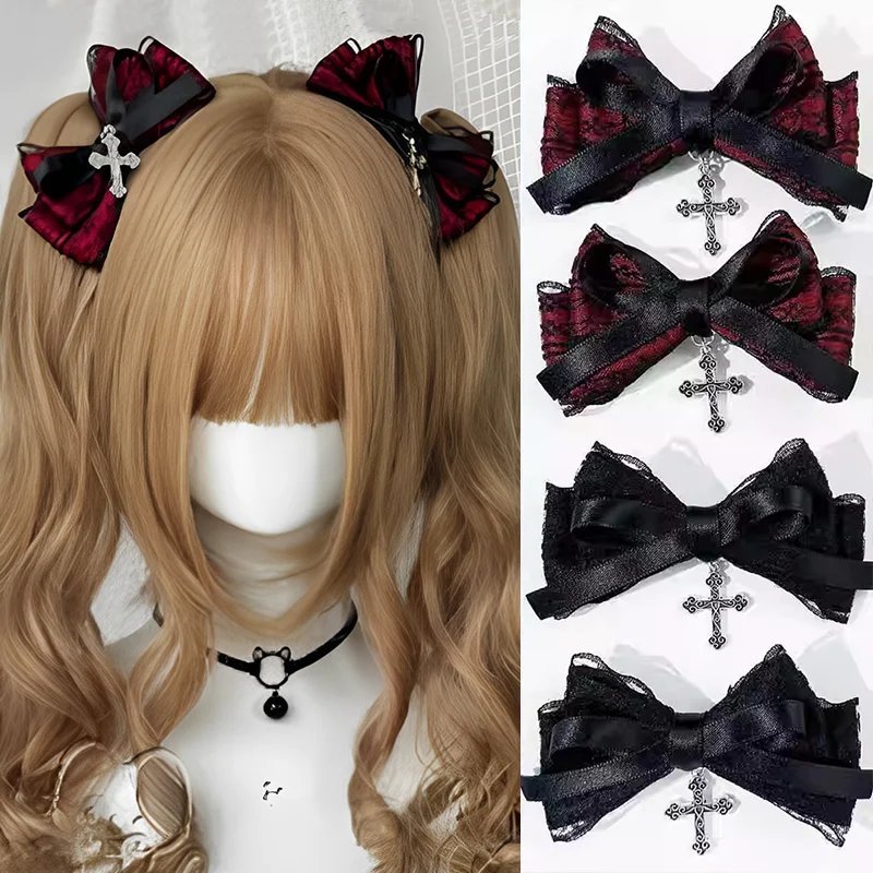 Gothic Bowknot Hair Clips Set