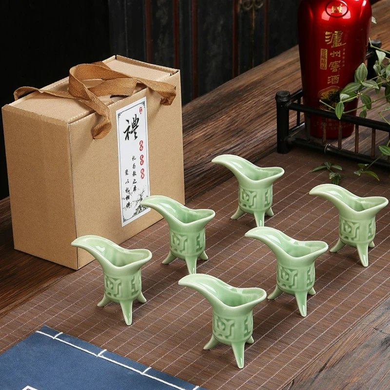 Vintage Celadon Wine Cup Set