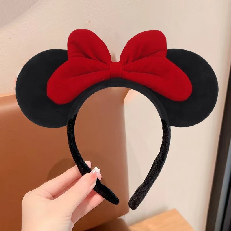 Velvet Bowknot Mouse Ears Headband