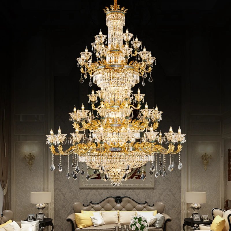 Elegant 24k Gold Crystal Chandelier
