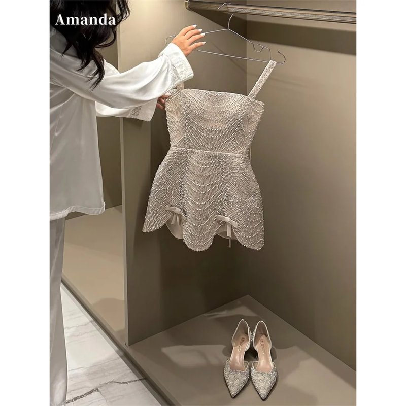 Custom Glitter A-Line Wedding Dress