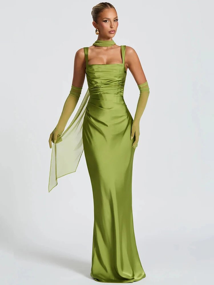 Elegant Backless Satin Maxi Dress