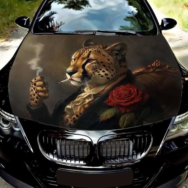 Elegant Leopard Car Hood Decal