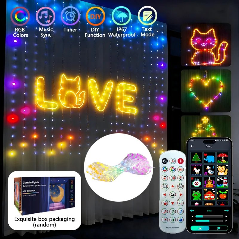RGB Smart Curtain String Lights
