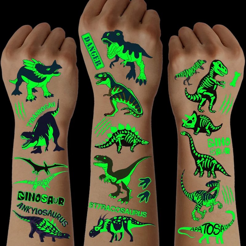 Glow-in-the-Dark Dinosaur Tattoos