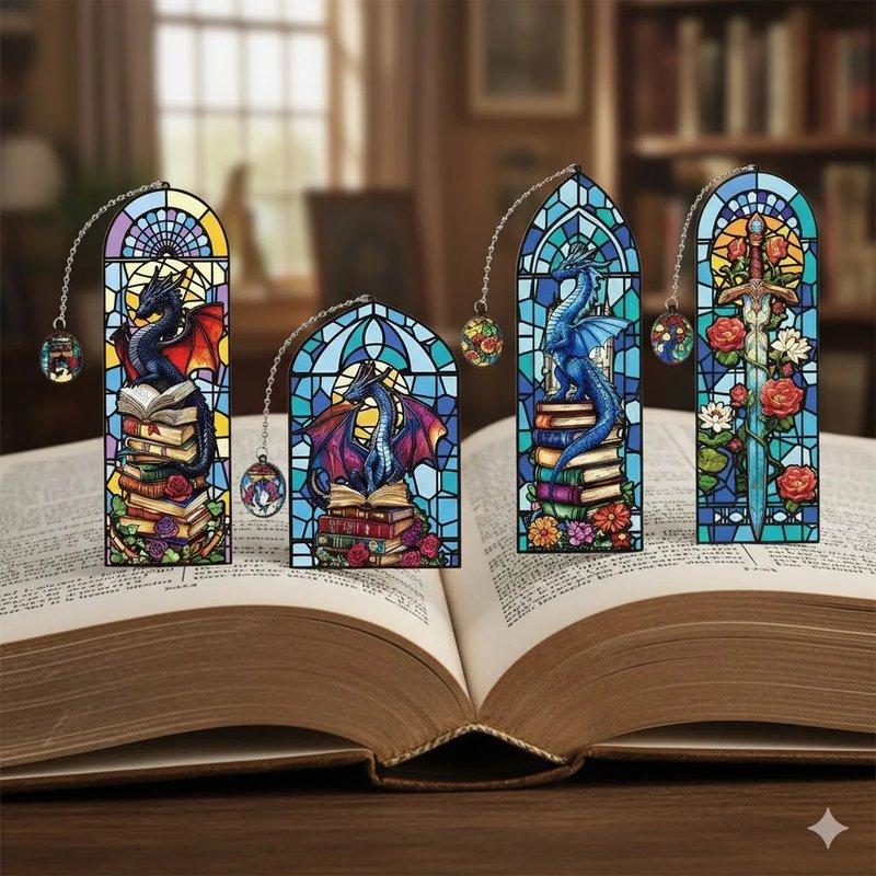 Fantasy Dragon Stained Glass Bookmark
