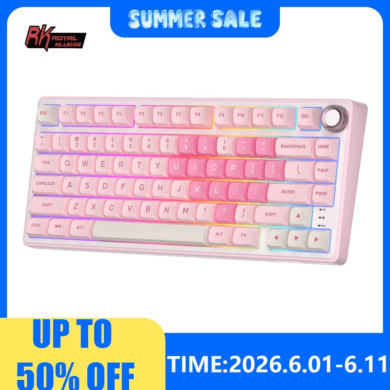 Royal Kludge RK R75 Pink Mechanical Keyboard