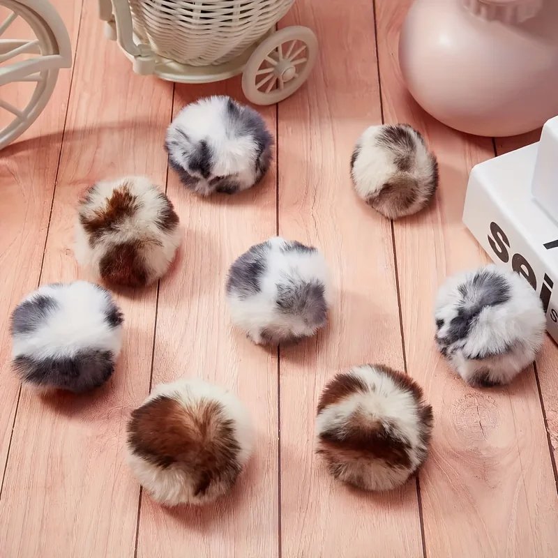 Leopard Print Plush Cat Toy Balls