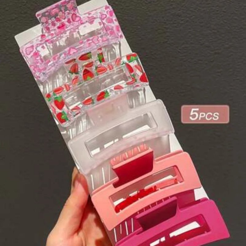 Cute Heart Print Hair Claw Clips