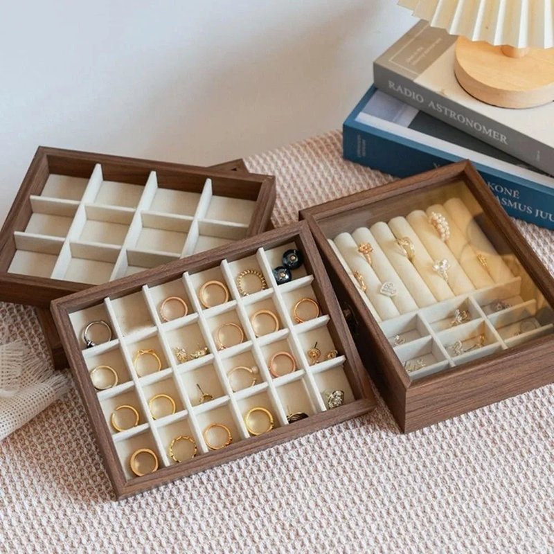 Elegant Wood Jewelry Box with Glass Lid