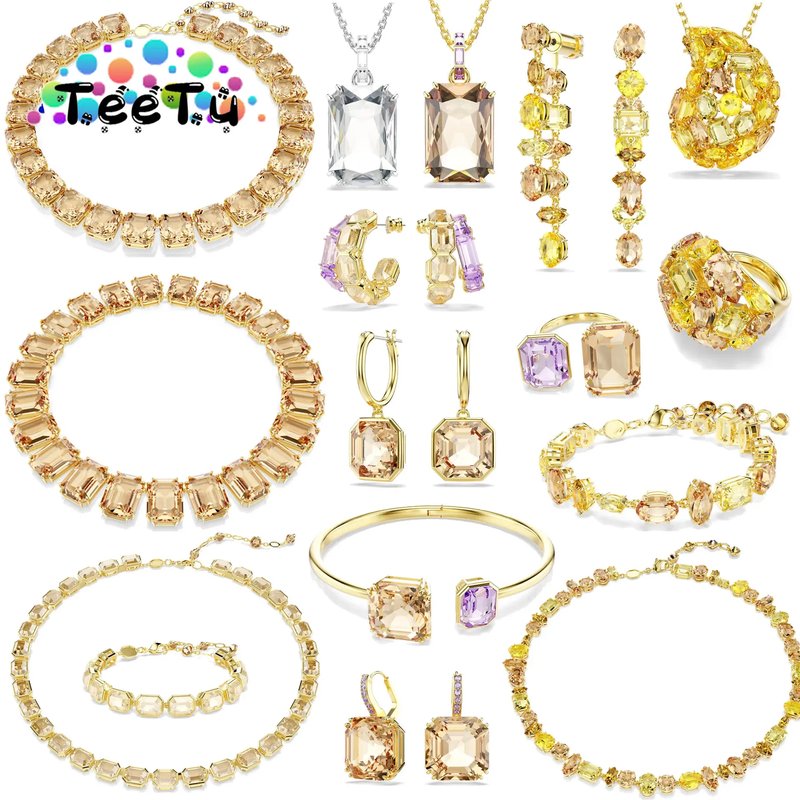 Elegant Gold Crystal Jewelry Set
