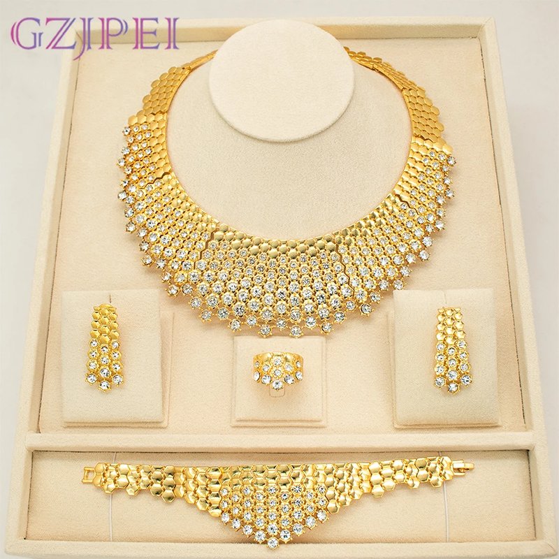 Elegant 4-Piece Zircon Jewelry Set
