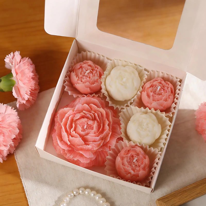 Rose-Shaped Soy Wax Candle Set