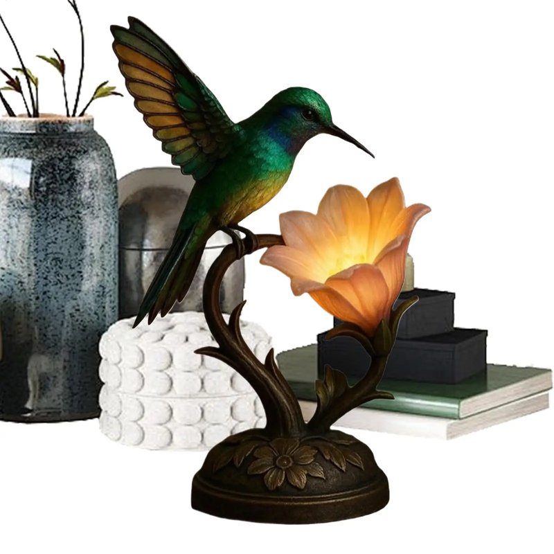 Vintage Floral Hummingbird Lamp