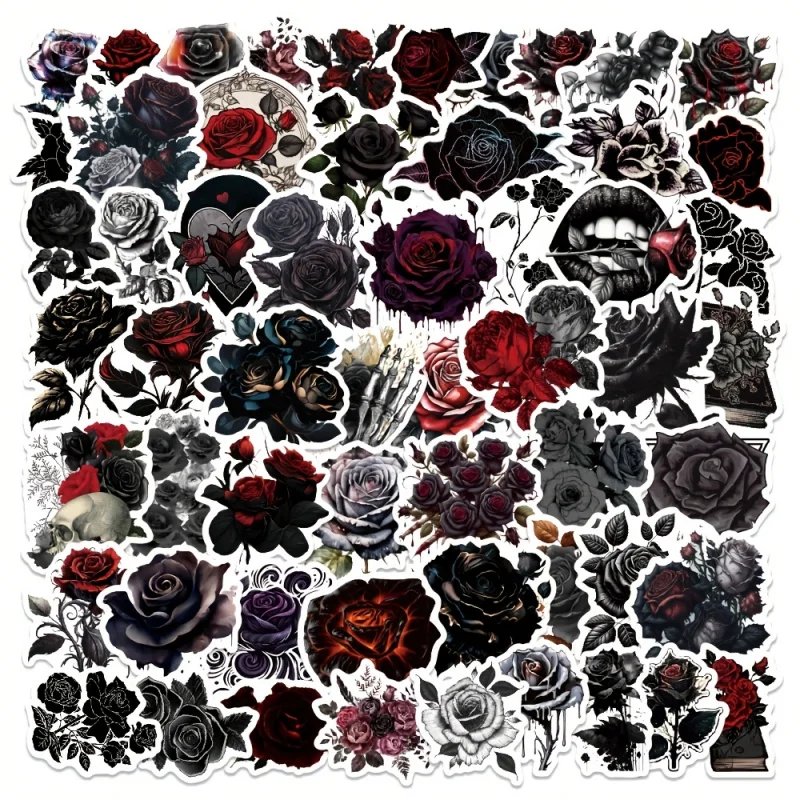 60pcs Dark Aesthetic Rose Stickers