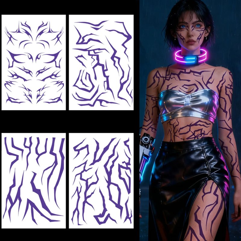 Purple Lightning Temporary Tattoo Stickers