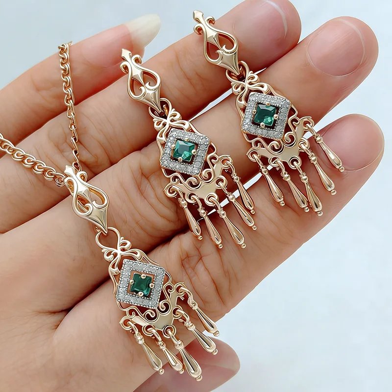 Elegant Green Zircon Jewelry Set