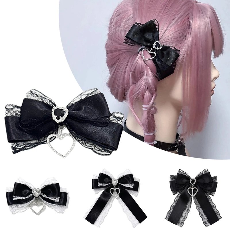 Gothic Lace Bow Hair Clips