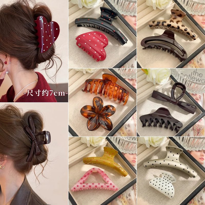 Heart Bow Hair Claw Clips Set