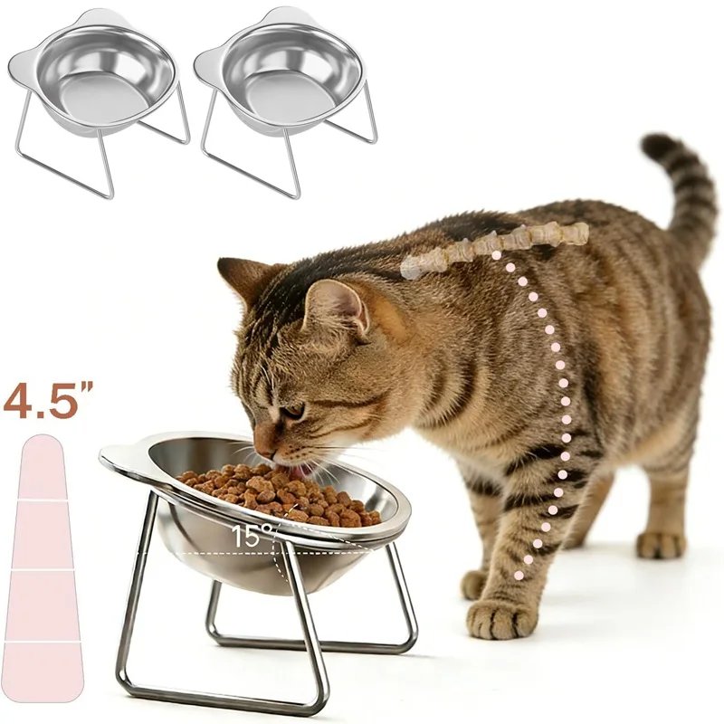 Elevated Stainless Steel Cat Bowl