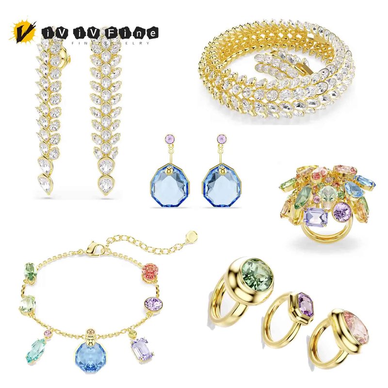 Elegant Gold Crystal Jewelry Set