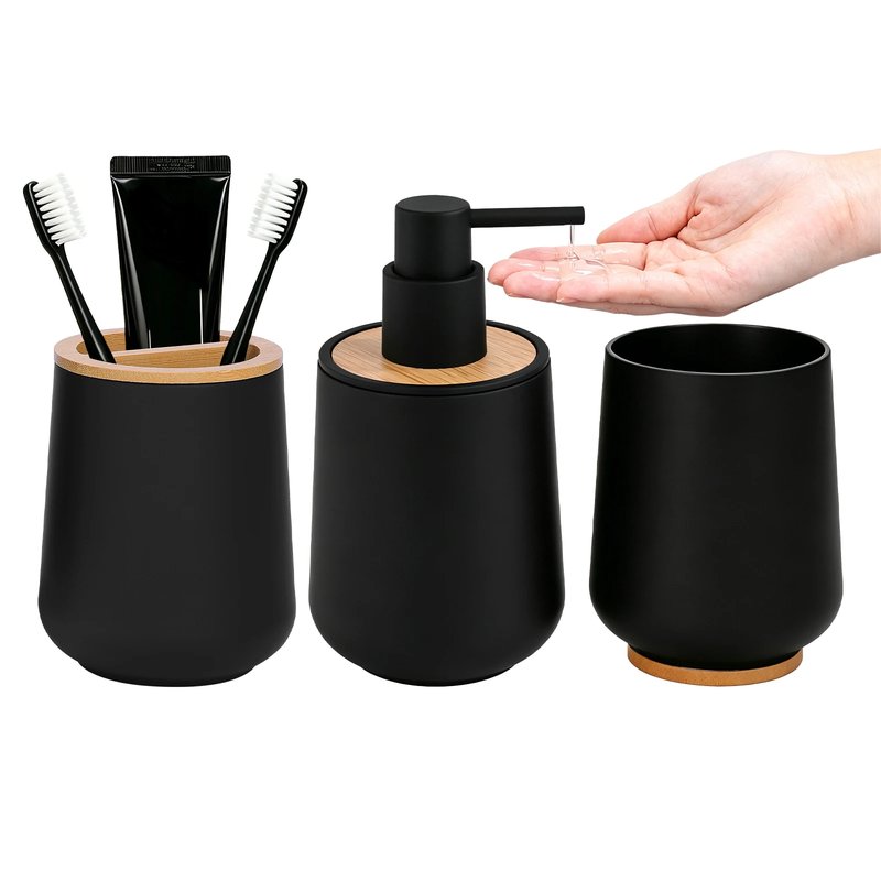Luxury Bamboo Bathroom Accessory Set